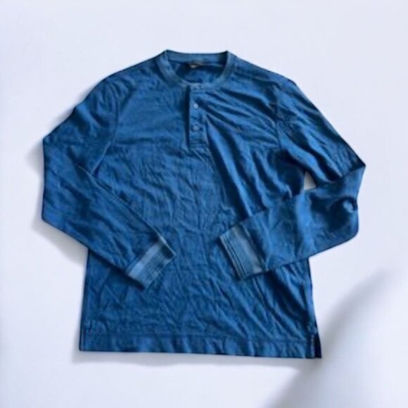 CLUB MONACO Men's Blue Henley Long Sleeve Top Size Medium - Picture 1 of 5